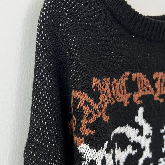 black caged wings skeleton goth distressed sweater - Picture 8 of 8